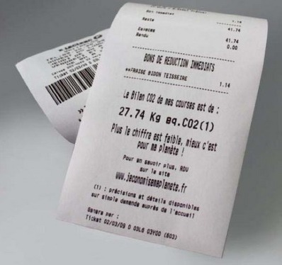 receipt with CO2 amount